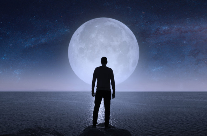 Man and moon