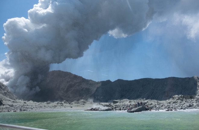 Tourists Evacuating White Island