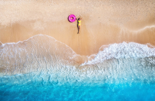 Lounging on an ocean beach