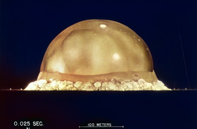 Trinity nuclear test, colorized photo July 16, 1945 New Mexico-USA